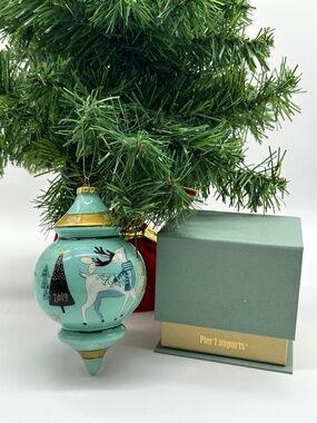 Li Bien Pier 1 Ornament Christmas Blue And Gold, Trees Reindeer 2013